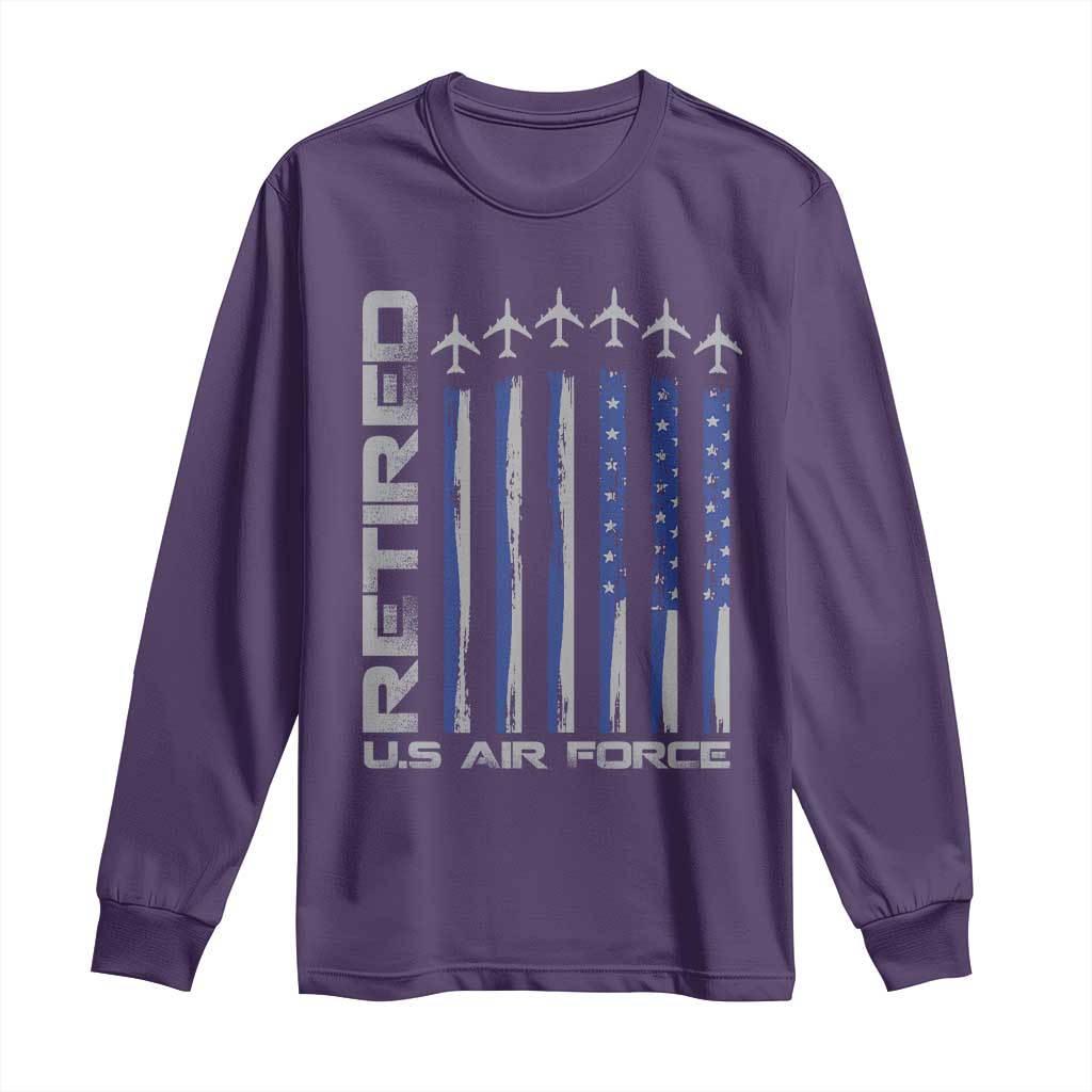 Retired US Air Force Long Sleeve Shirt Vintage USAF Veteran USA Flag - Wonder Print Shop