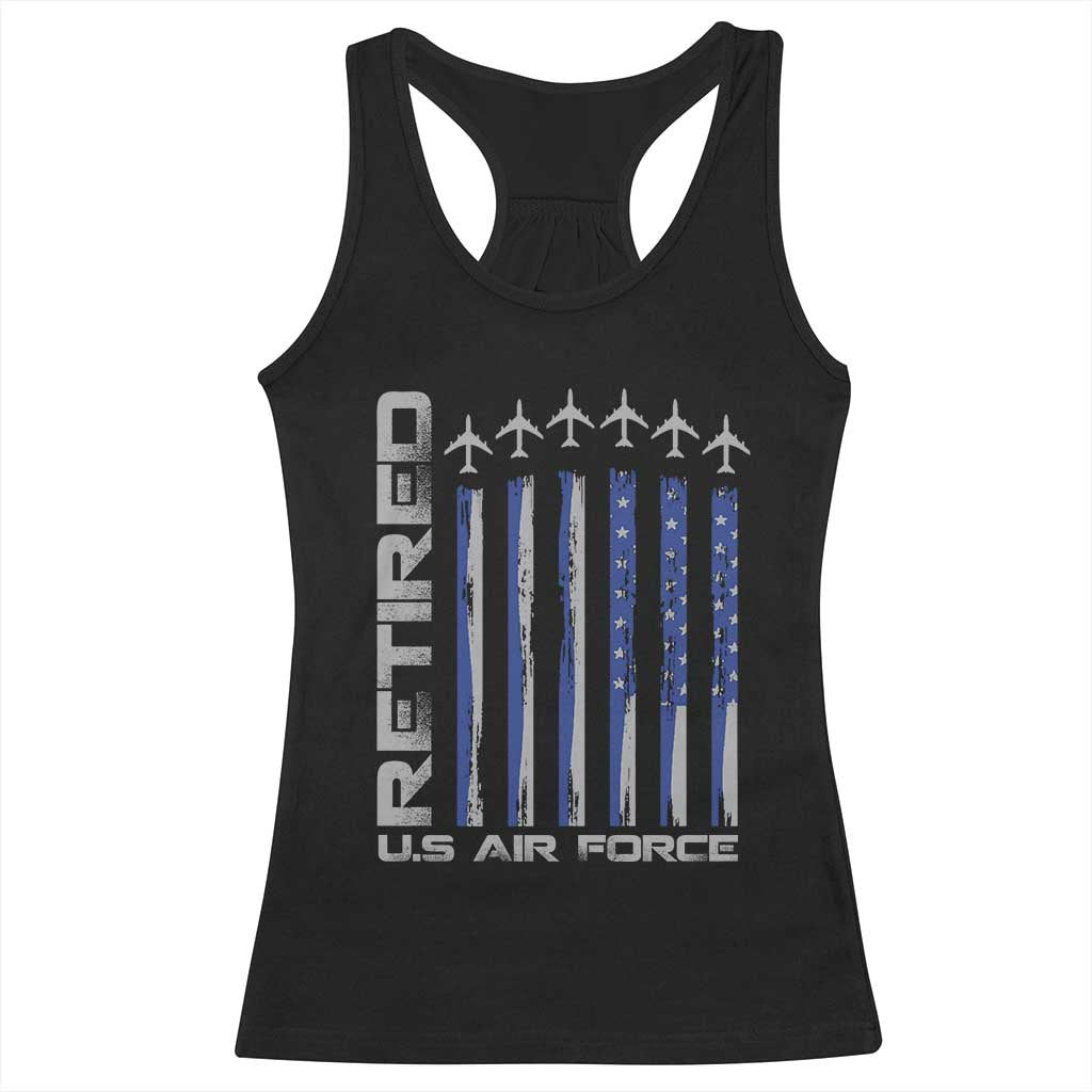 Retired US Air Force Racerback Tank Top Vintage USAF Veteran USA Flag - Wonder Print Shop