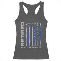 Retired US Air Force Racerback Tank Top Vintage USAF Veteran USA Flag - Wonder Print Shop