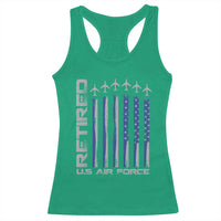 Retired US Air Force Racerback Tank Top Vintage USAF Veteran USA Flag - Wonder Print Shop