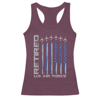 Retired US Air Force Racerback Tank Top Vintage USAF Veteran USA Flag - Wonder Print Shop