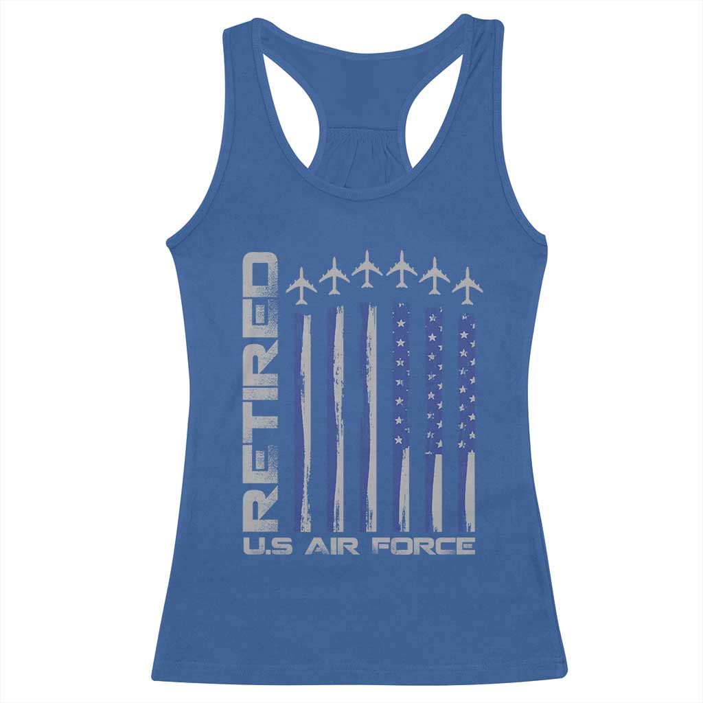 Retired US Air Force Racerback Tank Top Vintage USAF Veteran USA Flag - Wonder Print Shop
