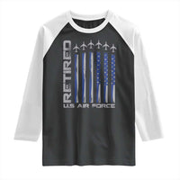 Retired US Air Force Raglan Shirt Vintage USAF Veteran USA Flag - Wonder Print Shop