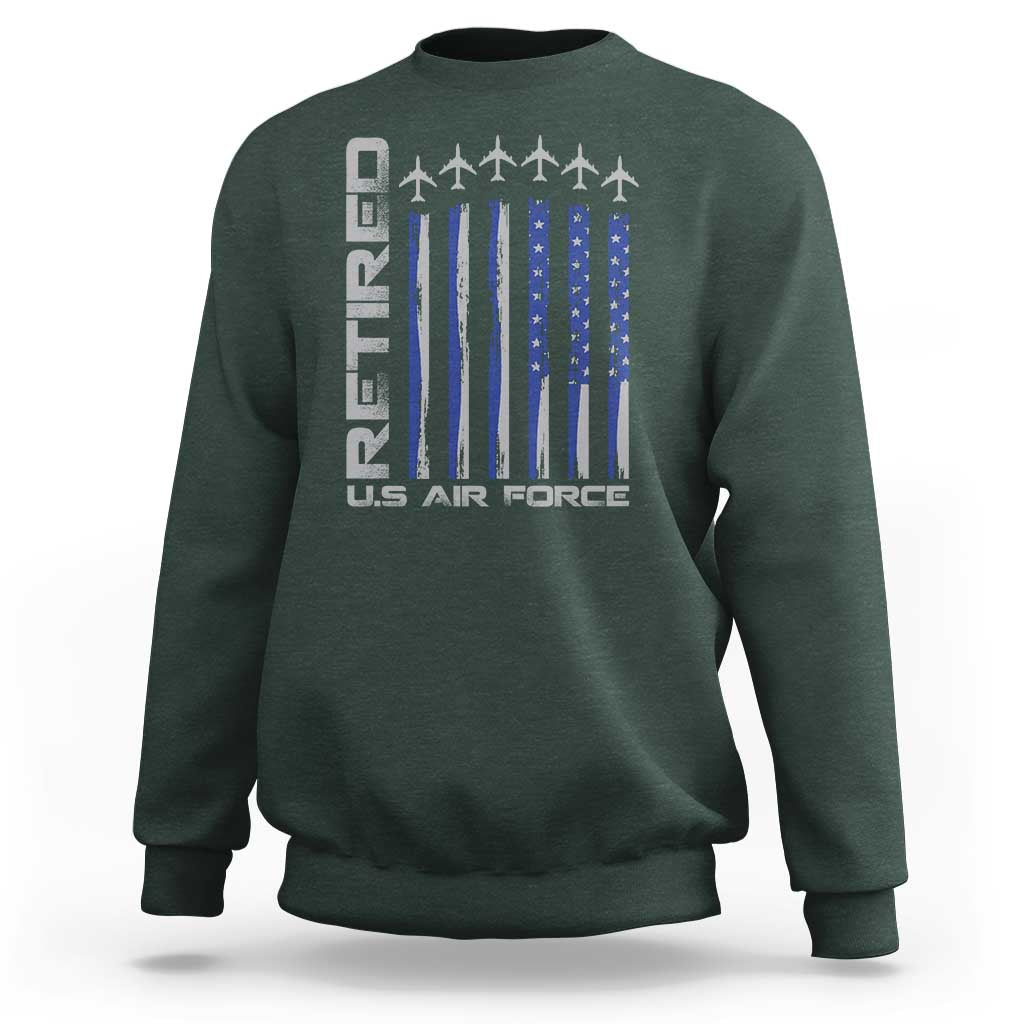 Retired US Air Force Sweatshirt Vintage USAF Veteran USA Flag - Wonder Print Shop