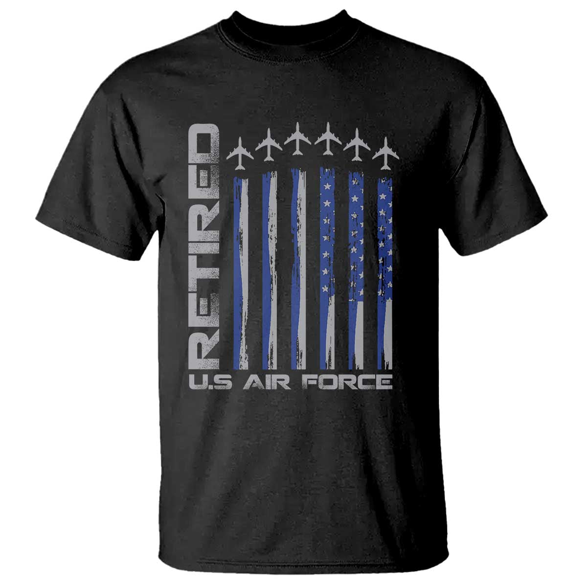 Retired US Air Force T Shirt Vintage USAF Veteran USA Flag - Wonder Print Shop