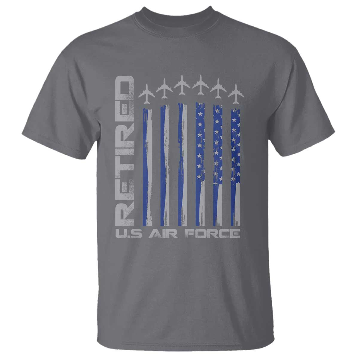 Retired US Air Force T Shirt Vintage USAF Veteran USA Flag - Wonder Print Shop