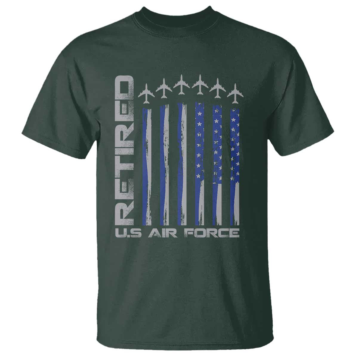 Retired US Air Force T Shirt Vintage USAF Veteran USA Flag - Wonder Print Shop