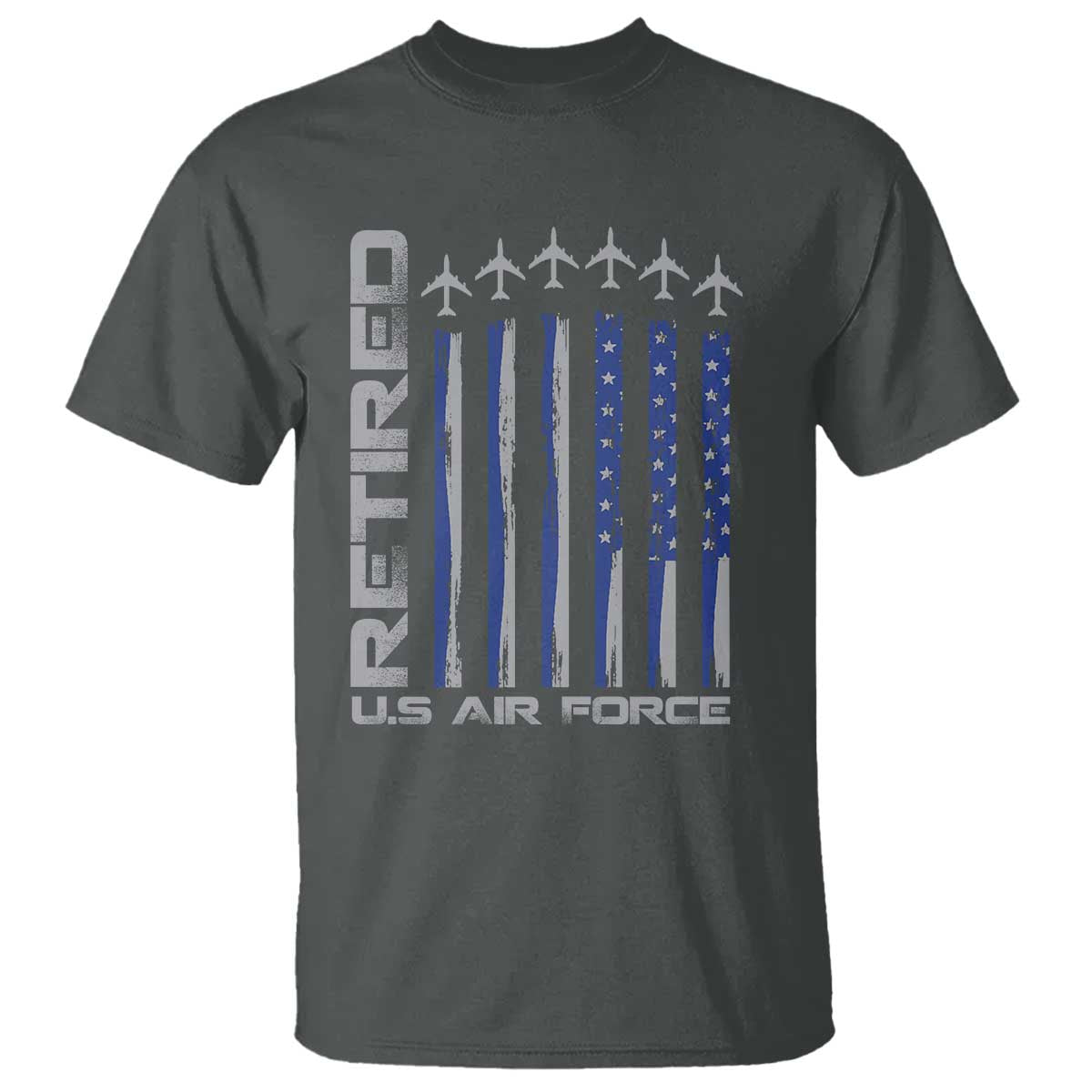 Retired US Air Force T Shirt Vintage USAF Veteran USA Flag - Wonder Print Shop