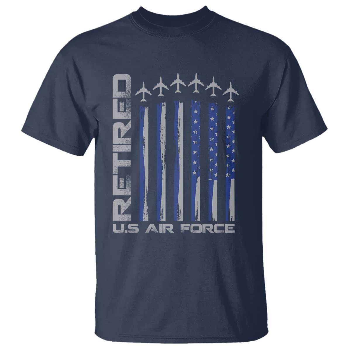 Retired US Air Force T Shirt Vintage USAF Veteran USA Flag - Wonder Print Shop