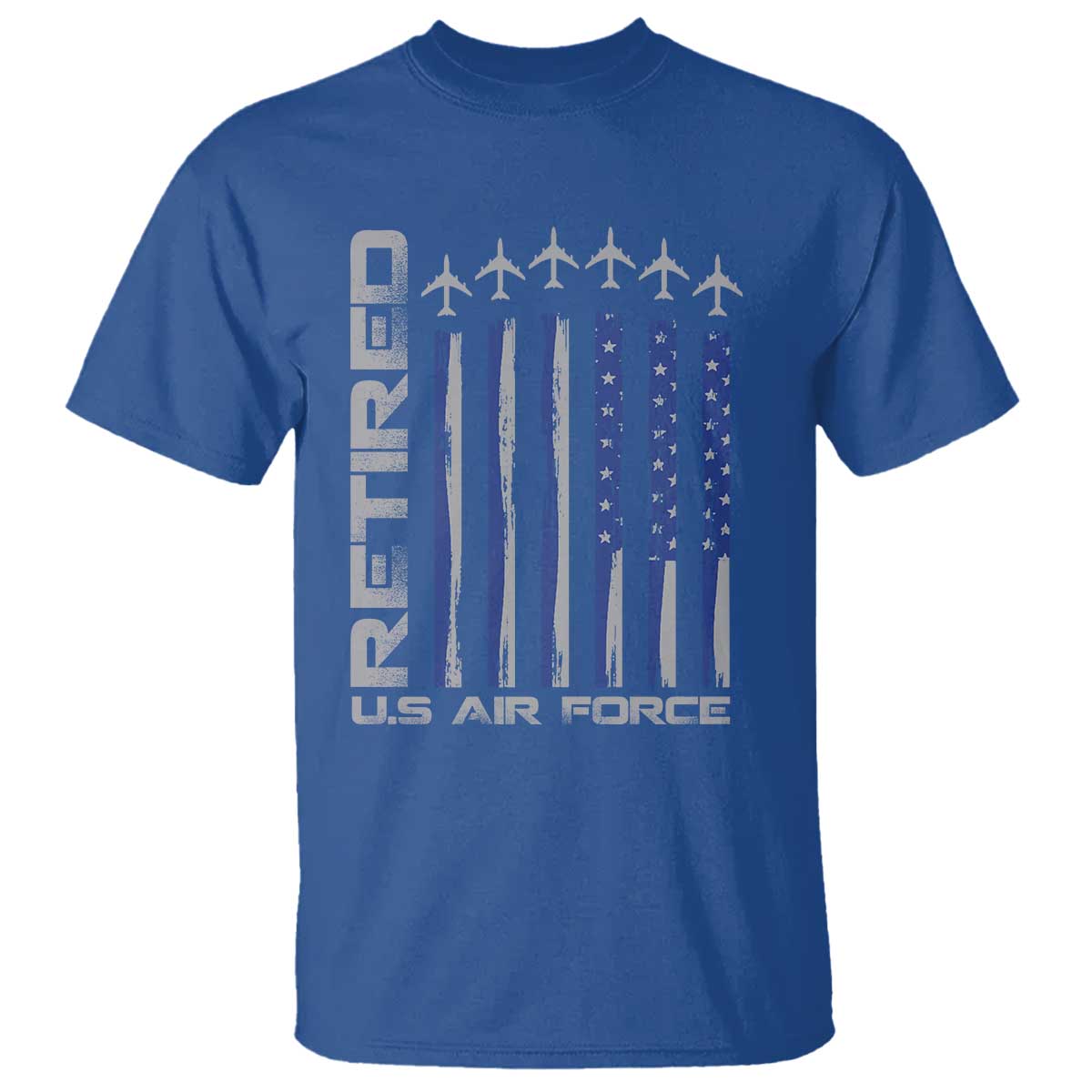 Retired US Air Force T Shirt Vintage USAF Veteran USA Flag - Wonder Print Shop