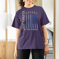 Retired US Air Force T Shirt For Women Vintage USAF Veteran USA Flag - Wonder Print Shop
