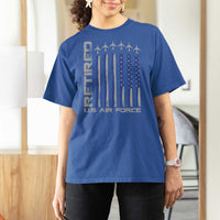 Retired US Air Force T Shirt For Women Vintage USAF Veteran USA Flag - Wonder Print Shop