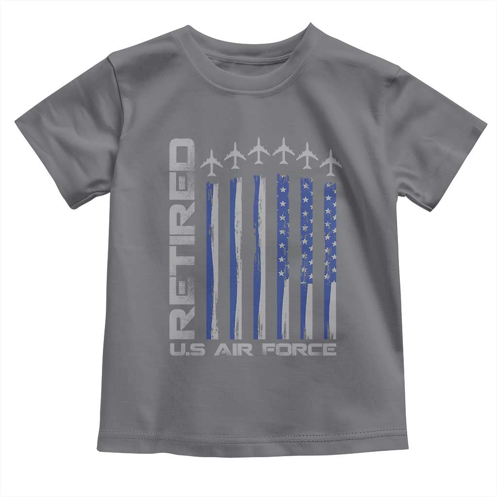 Retired US Air Force Toddler T Shirt Vintage USAF Veteran USA Flag - Wonder Print Shop