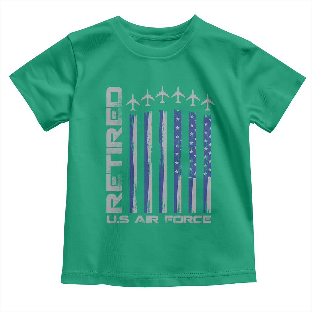 Retired US Air Force Toddler T Shirt Vintage USAF Veteran USA Flag - Wonder Print Shop