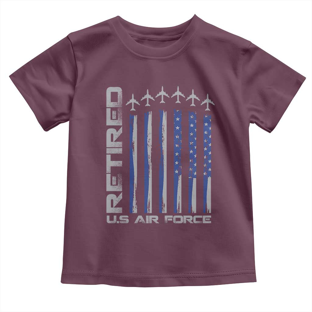 Retired US Air Force Toddler T Shirt Vintage USAF Veteran USA Flag - Wonder Print Shop