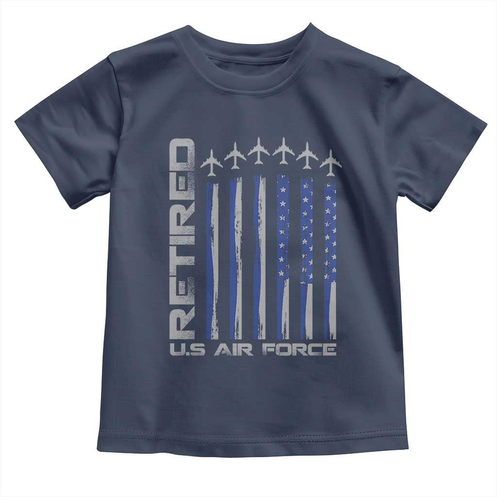 Retired US Air Force Toddler T Shirt Vintage USAF Veteran USA Flag - Wonder Print Shop