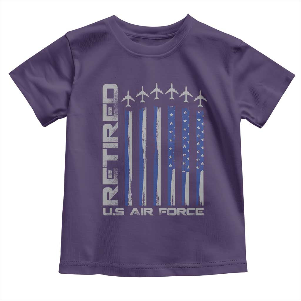 Retired US Air Force Toddler T Shirt Vintage USAF Veteran USA Flag - Wonder Print Shop