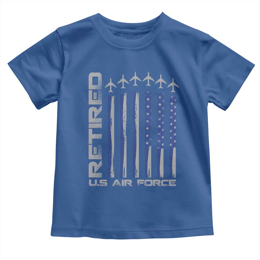 Retired US Air Force Toddler T Shirt Vintage USAF Veteran USA Flag - Wonder Print Shop