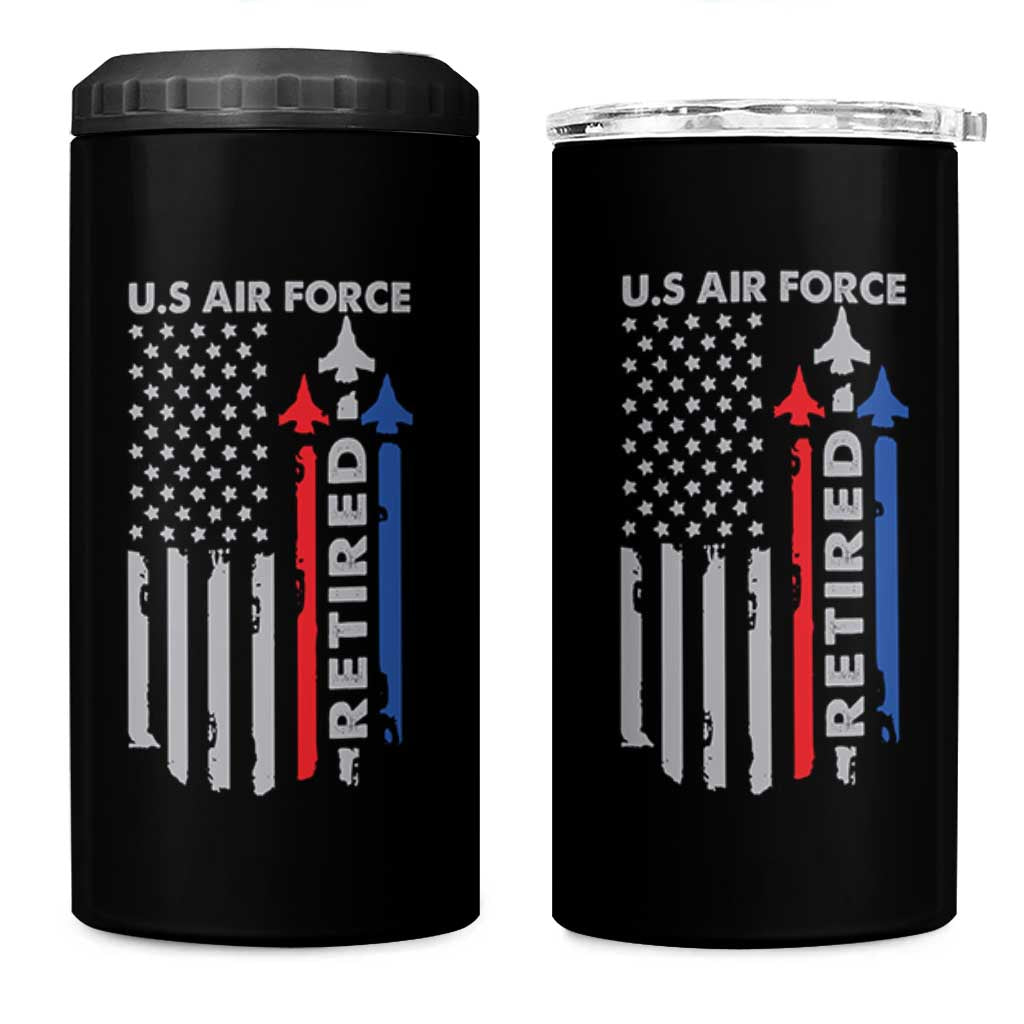 Veteran US Air Force 4 in 1 Can Cooler Tumbler Vintage USA Flag Veterans - Wonder Print Shop