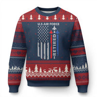 Veteran US Air Force Ugly Christmas Sweater Vintage USA Flag Veterans - Wonder Print Shop