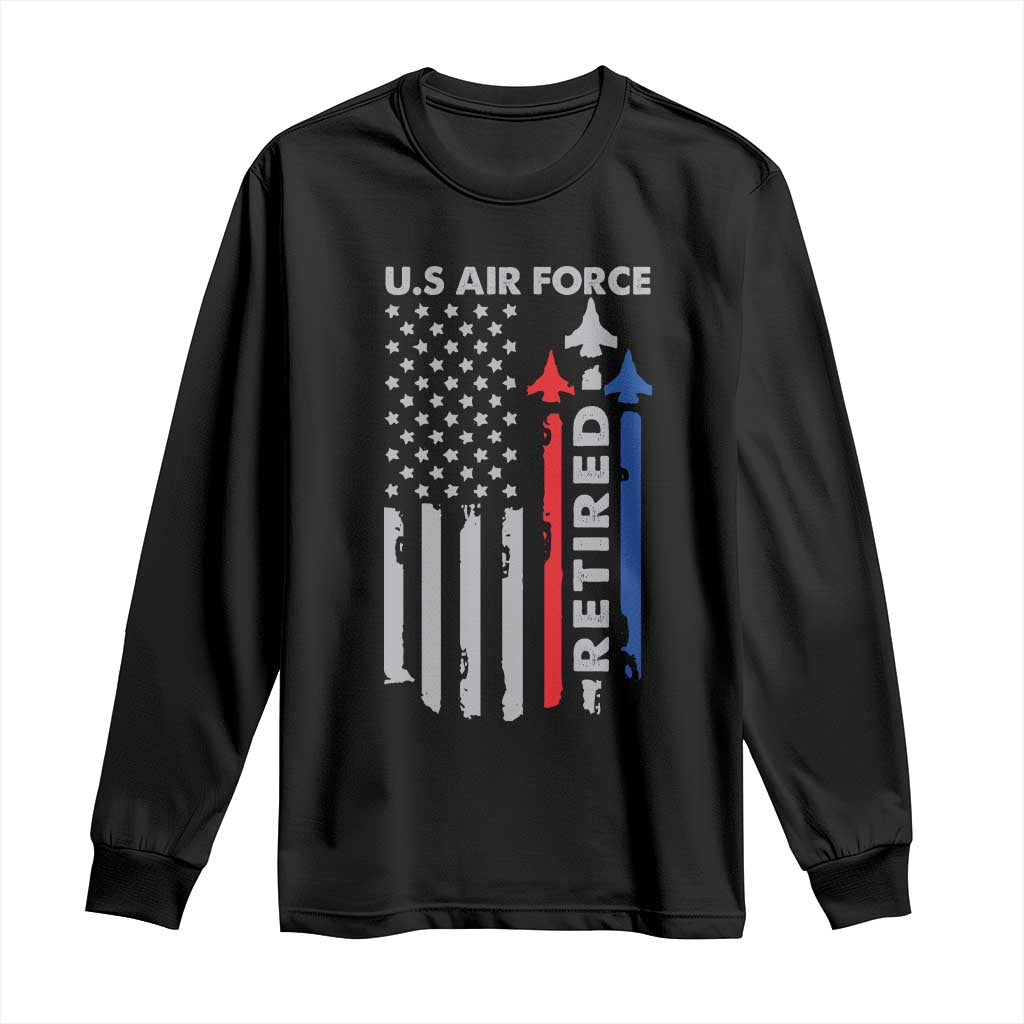 Veteran US Air Force Long Sleeve Shirt Vintage USA Flag Veterans - Wonder Print Shop