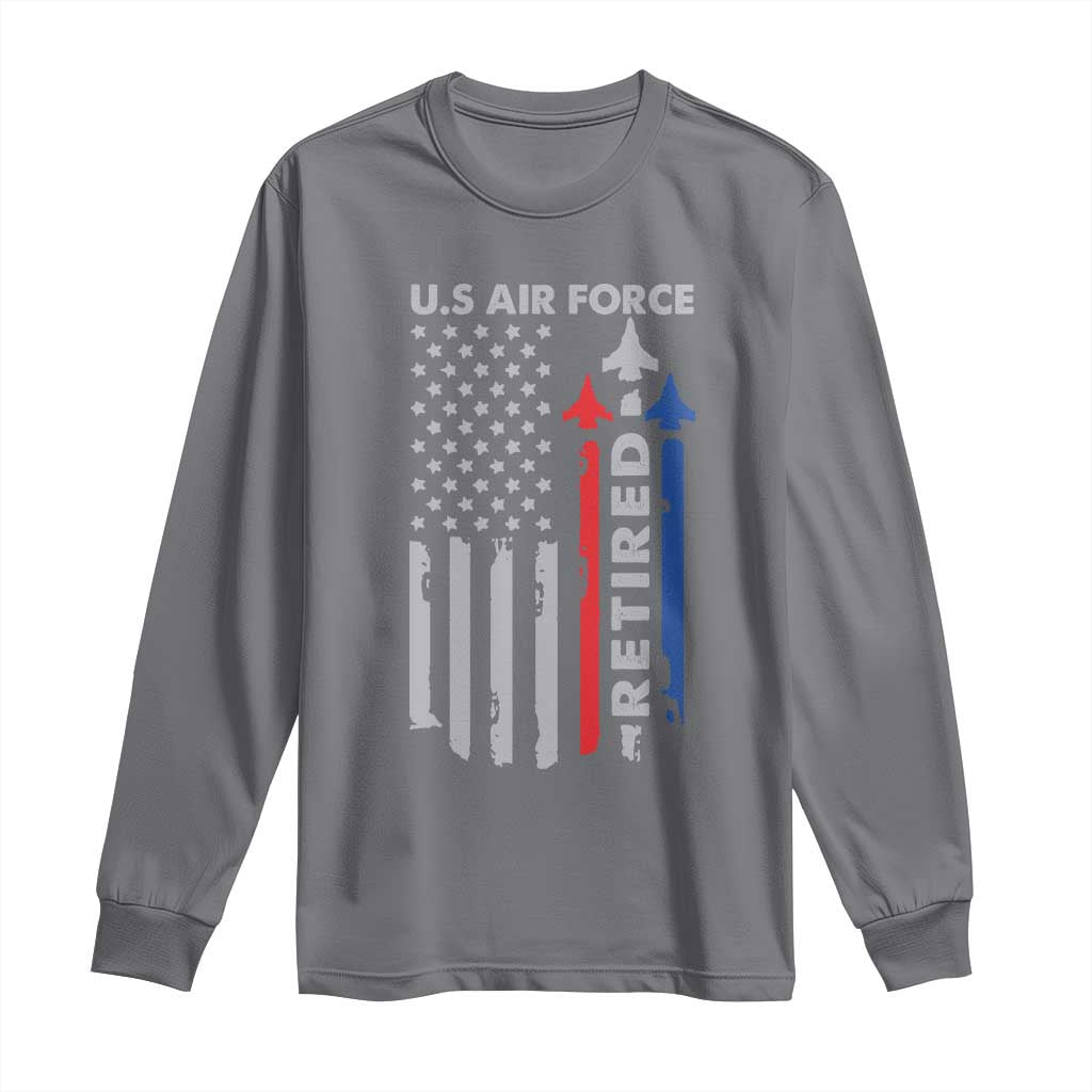 Veteran US Air Force Long Sleeve Shirt Vintage USA Flag Veterans - Wonder Print Shop