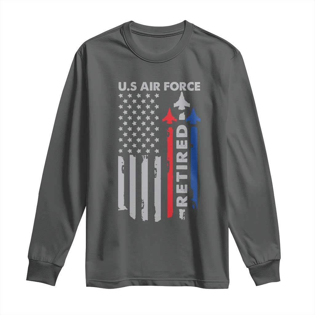 Veteran US Air Force Long Sleeve Shirt Vintage USA Flag Veterans - Wonder Print Shop