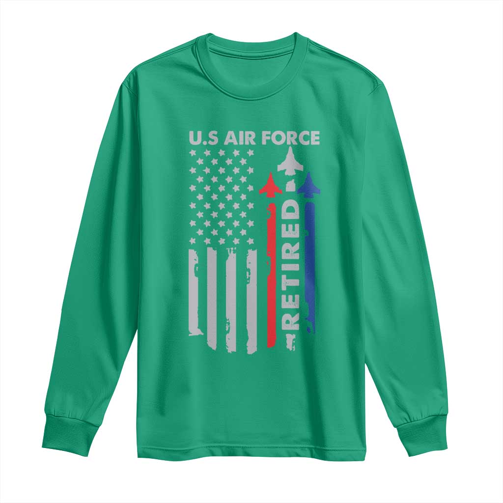 Veteran US Air Force Long Sleeve Shirt Vintage USA Flag Veterans - Wonder Print Shop