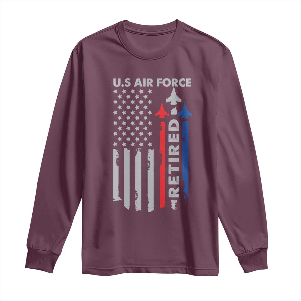 Veteran US Air Force Long Sleeve Shirt Vintage USA Flag Veterans - Wonder Print Shop
