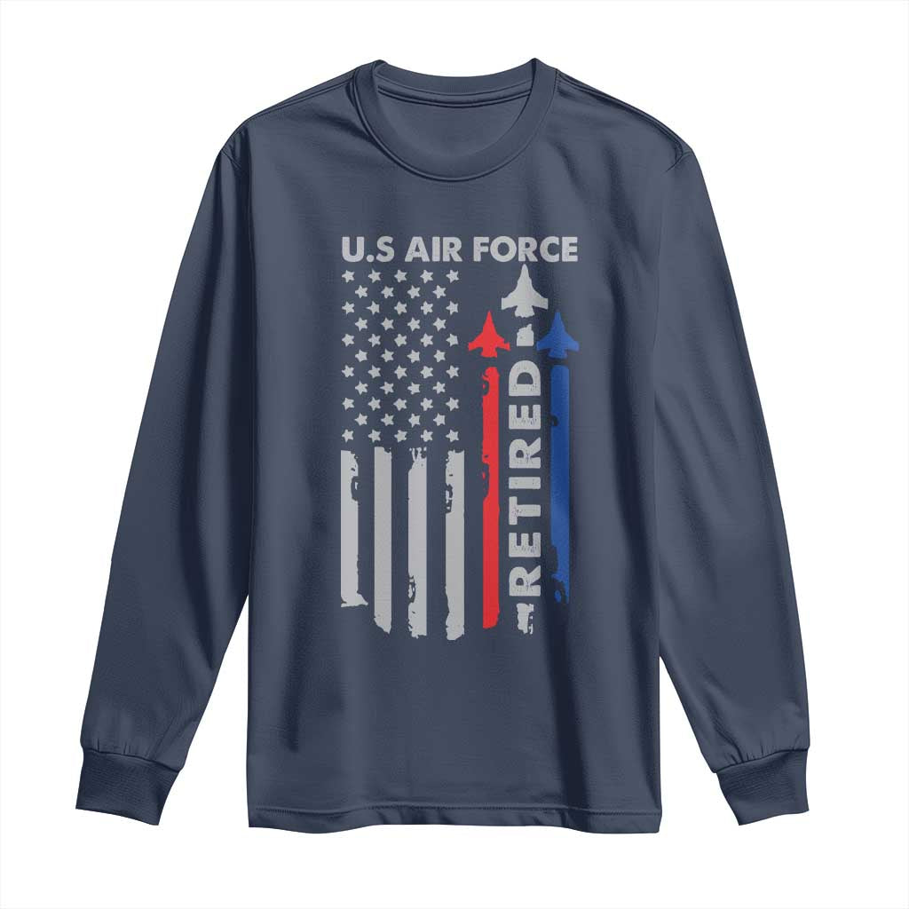 Veteran US Air Force Long Sleeve Shirt Vintage USA Flag Veterans - Wonder Print Shop