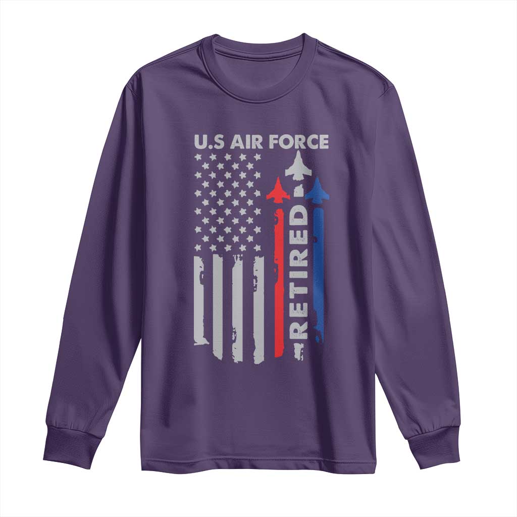 Veteran US Air Force Long Sleeve Shirt Vintage USA Flag Veterans - Wonder Print Shop
