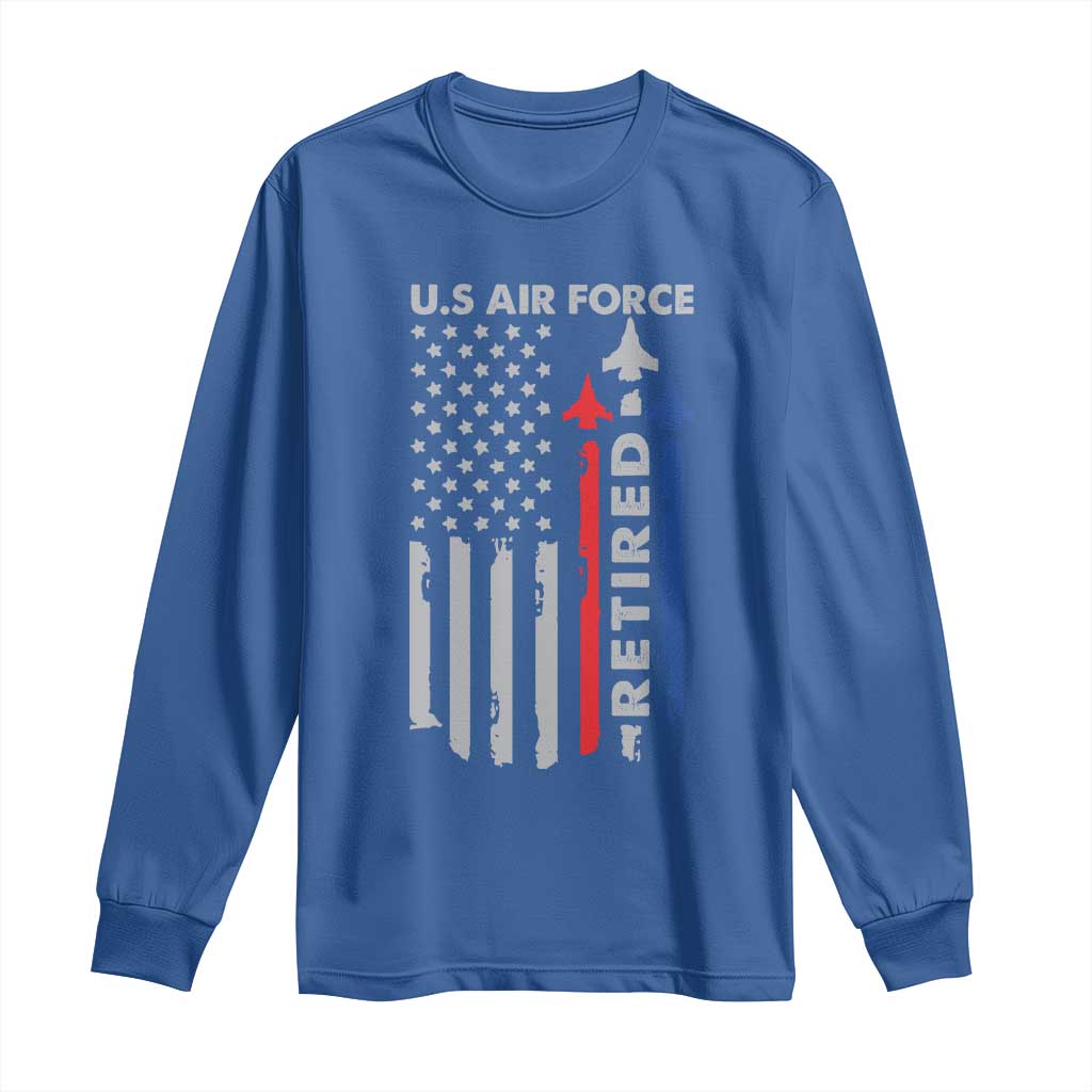 Veteran US Air Force Long Sleeve Shirt Vintage USA Flag Veterans - Wonder Print Shop