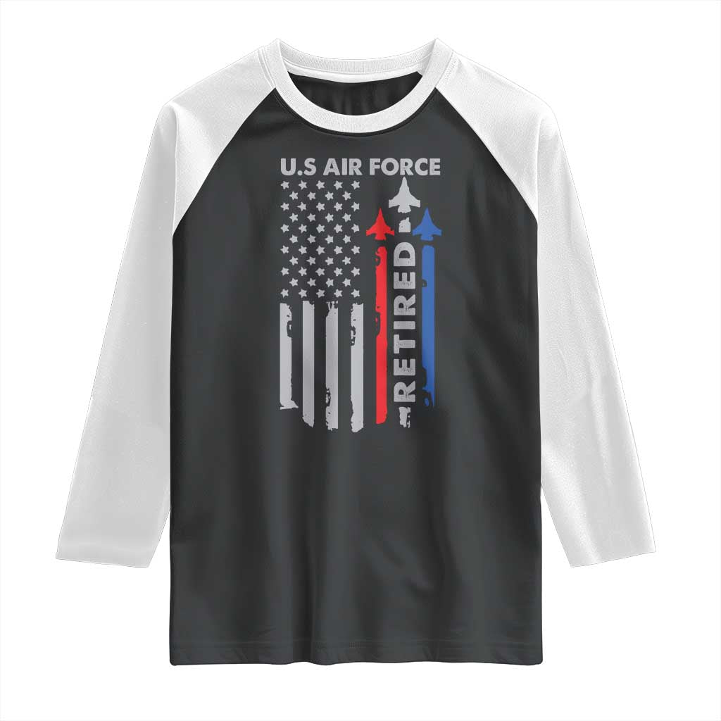 Veteran US Air Force Raglan Shirt Vintage USA Flag Veterans - Wonder Print Shop