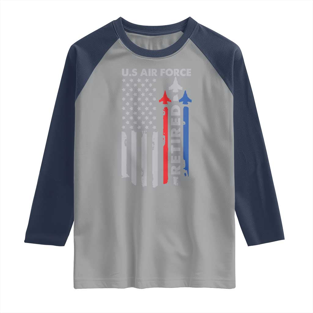 Veteran US Air Force Raglan Shirt Vintage USA Flag Veterans - Wonder Print Shop