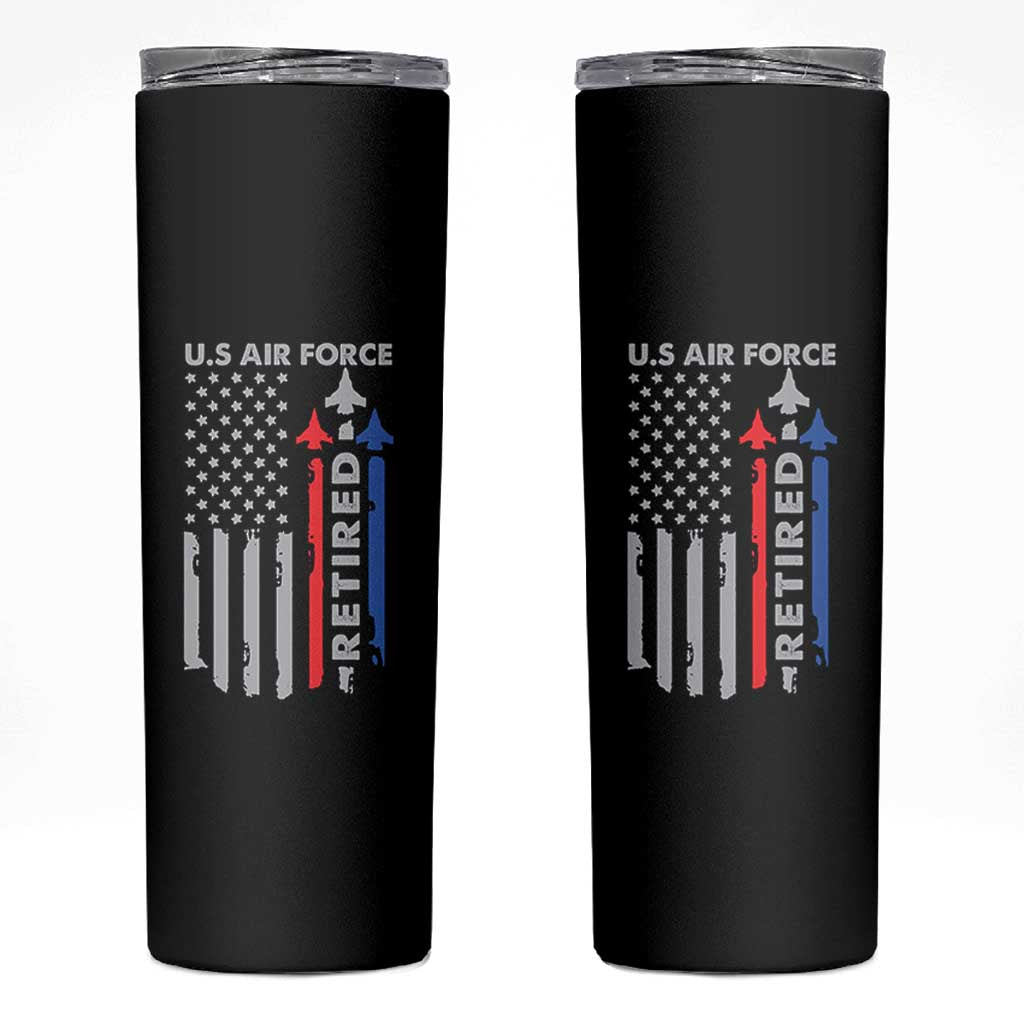 Veteran US Air Force Skinny Tumbler Vintage USA Flag Veterans - Wonder Print Shop
