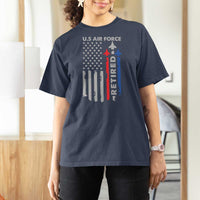 Veteran US Air Force T Shirt For Women Vintage USA Flag Veterans - Wonder Print Shop