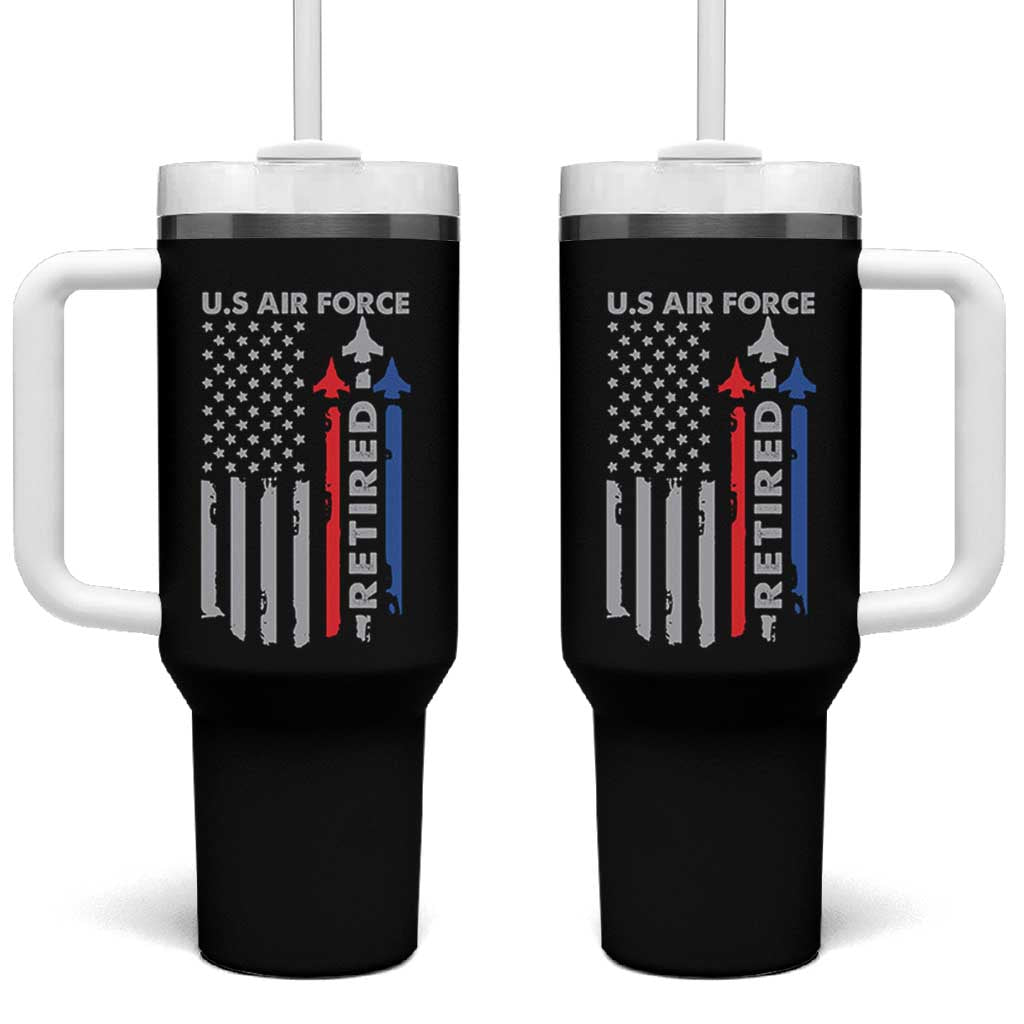 Veteran US Air Force Tumbler With Handle Vintage USA Flag Veterans - Wonder Print Shop