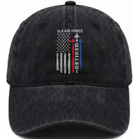 Veteran US Air Force Washed Cotton Baseball Cap Vintage USA Flag Veterans