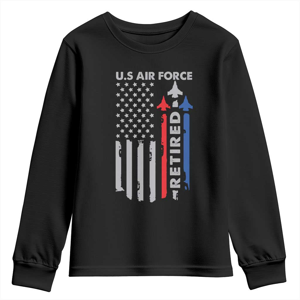 Veteran US Air Force Youth Sweatshirt Vintage USA Flag Veterans - Wonder Print Shop