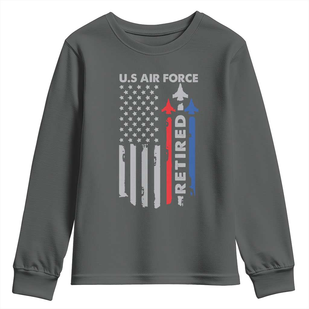 Veteran US Air Force Youth Sweatshirt Vintage USA Flag Veterans - Wonder Print Shop