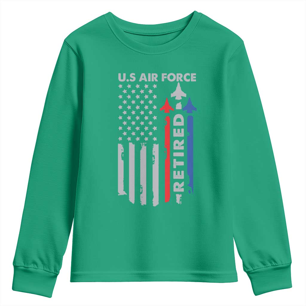 Veteran US Air Force Youth Sweatshirt Vintage USA Flag Veterans - Wonder Print Shop