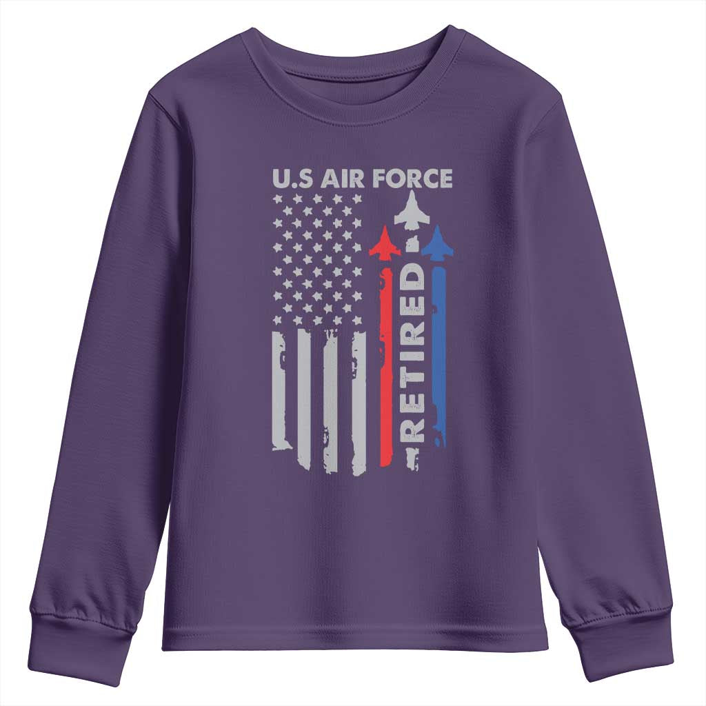 Veteran US Air Force Youth Sweatshirt Vintage USA Flag Veterans - Wonder Print Shop
