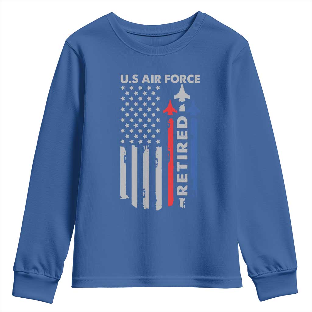 Veteran US Air Force Youth Sweatshirt Vintage USA Flag Veterans - Wonder Print Shop