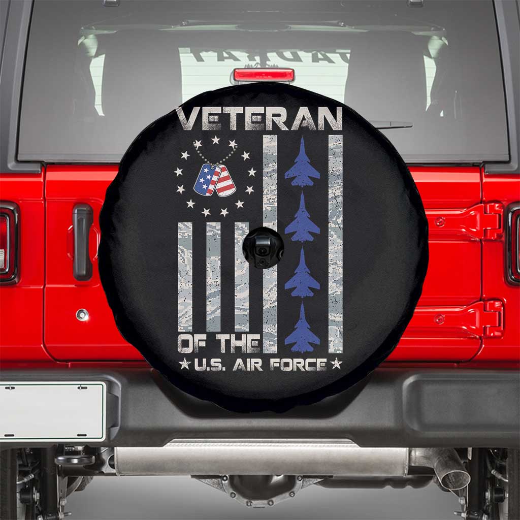 Veteran Of The US Air Force Spare Tire Cover Vintage Camo USA Flag Veterans - Wonder Print Shop