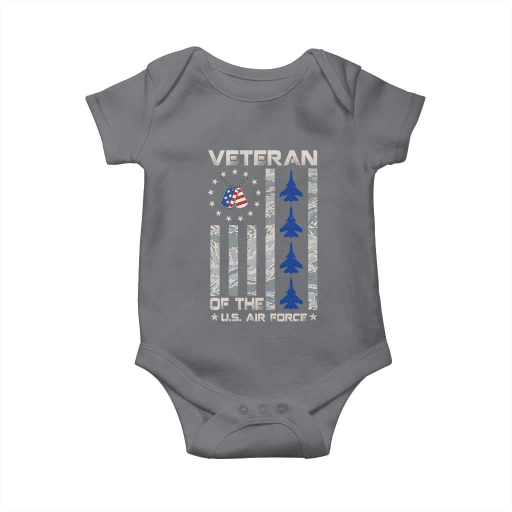 Veteran Of The US Air Force Baby Onesie Vintage Camo USA Flag Veterans - Wonder Print Shop
