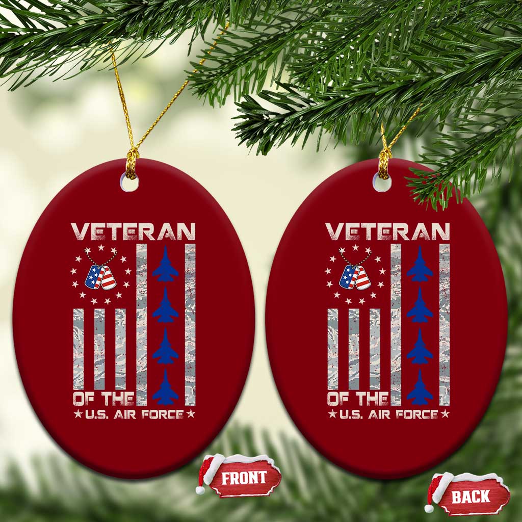 Veteran Of The US Air Force Ceramic Ornament Vintage Camo USA Flag Veterans - Wonder Print Shop