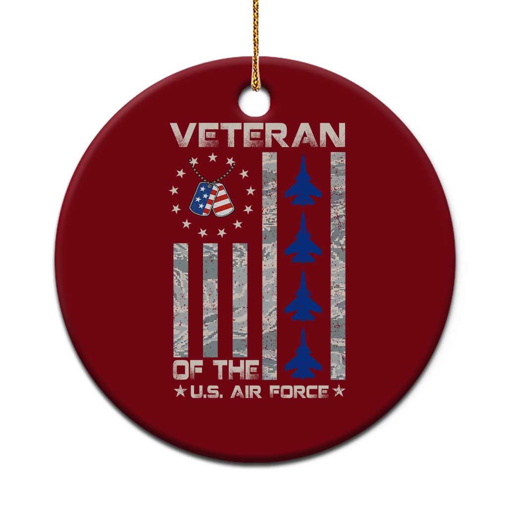 Veteran Of The US Air Force Ceramic Ornament Vintage Camo USA Flag Veterans - Wonder Print Shop