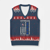 Veteran Of The US Air Force V-Neck Knit Sweater Vest Vintage Camo USA Flag Veterans - Wonder Print Shop