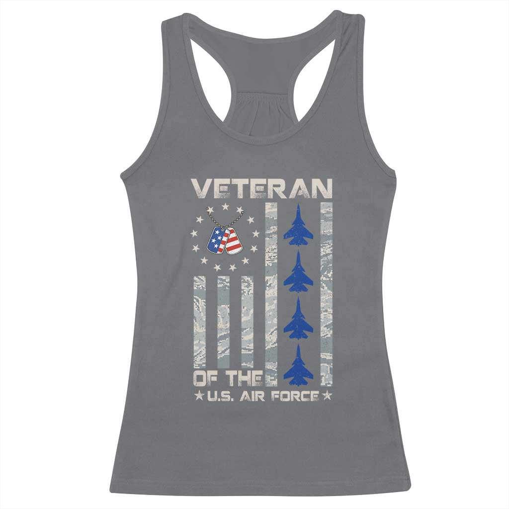 Veteran Of The US Air Force Racerback Tank Top Vintage Camo USA Flag Veterans - Wonder Print Shop