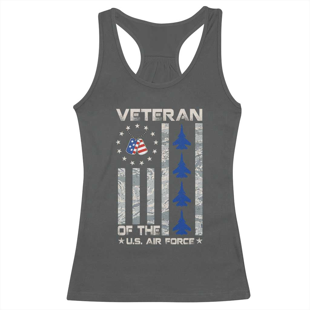 Veteran Of The US Air Force Racerback Tank Top Vintage Camo USA Flag Veterans - Wonder Print Shop